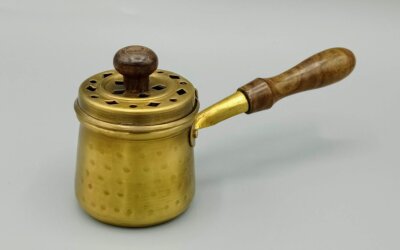 Quemador de Carbón de Incienso de Latón Dorado